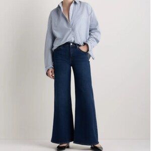 NWT Quince Bella Stretch Wide Leg Palazzo Jeans Midnight Blue Size 29 New